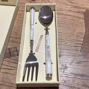 Lauren Ralph Lauren salad servers. Cream and Gold Gift Box